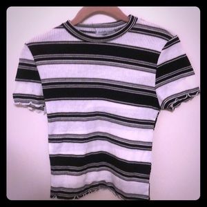 Women’s black & white small striped T-shirt
